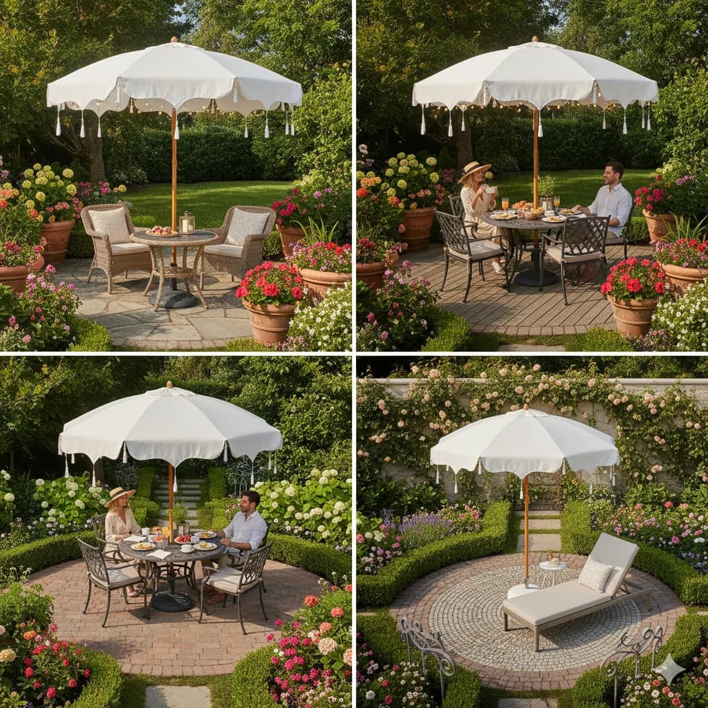 Parasol de jardin décoratif pour terrasse extérieure avec des caractéristiques élégantes pour la pro