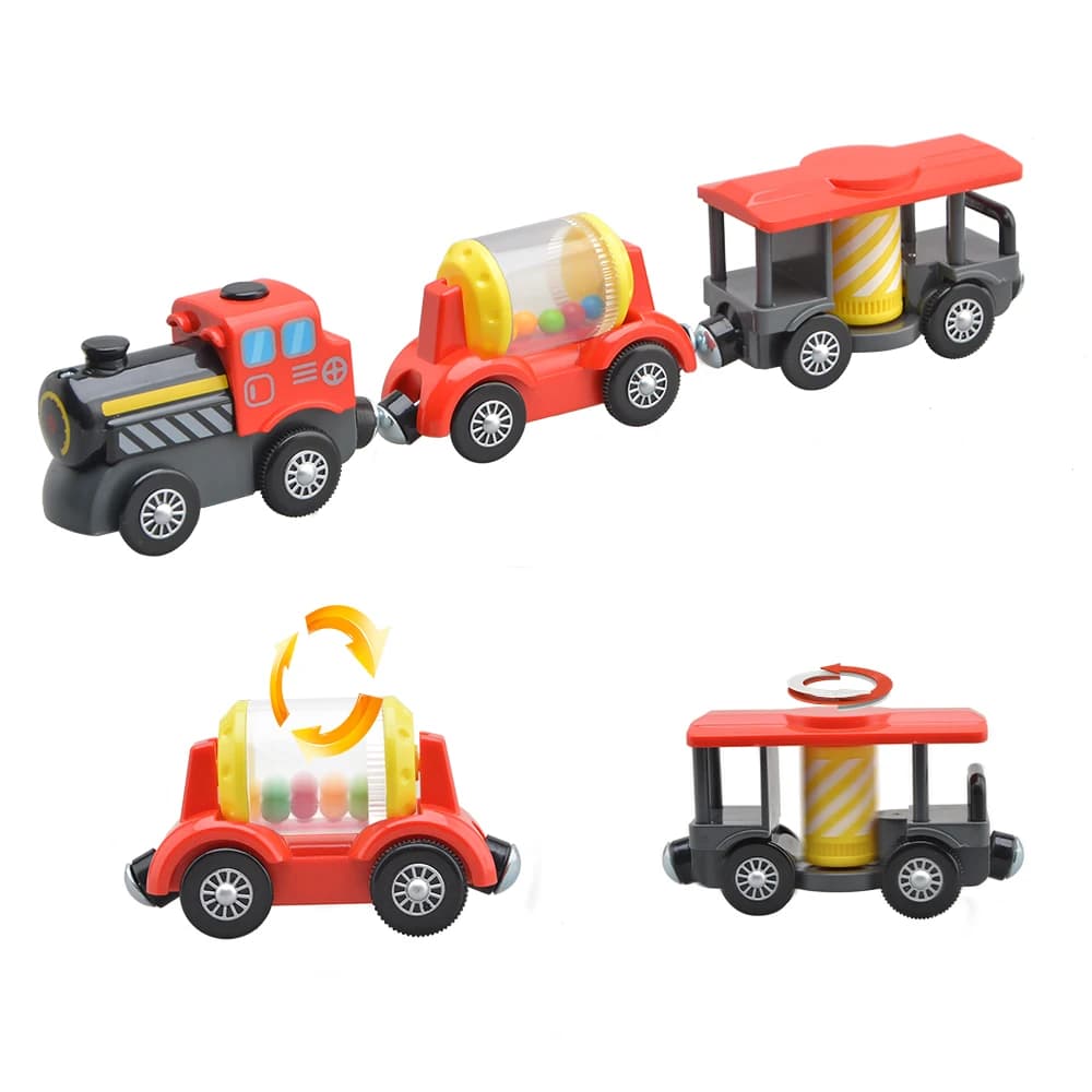 Ensemble de jouets de Train électrique à batterie pour enfants, Train sur rail en bois Compatible av