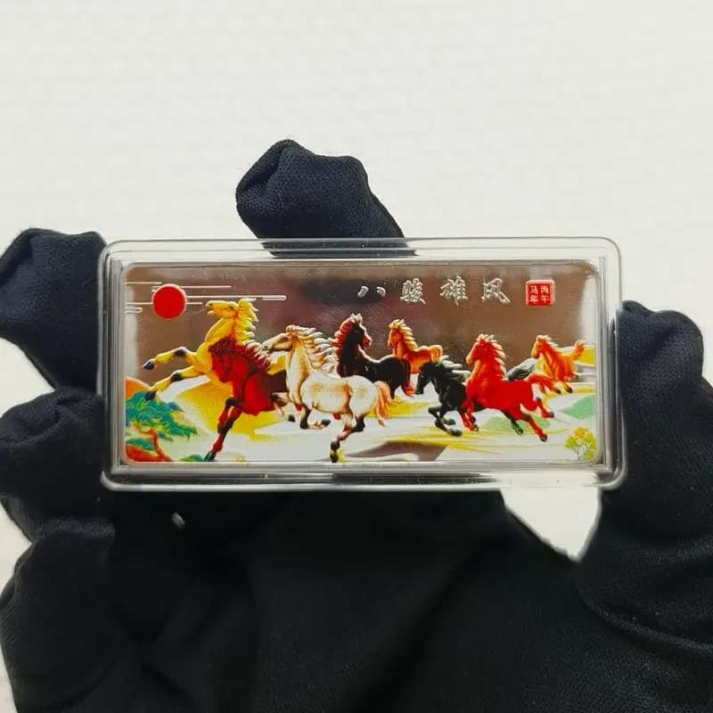 Pièces chinoises de l'année du cheval, animaux porte-bonheur, pièces de collection colorées, Souveni