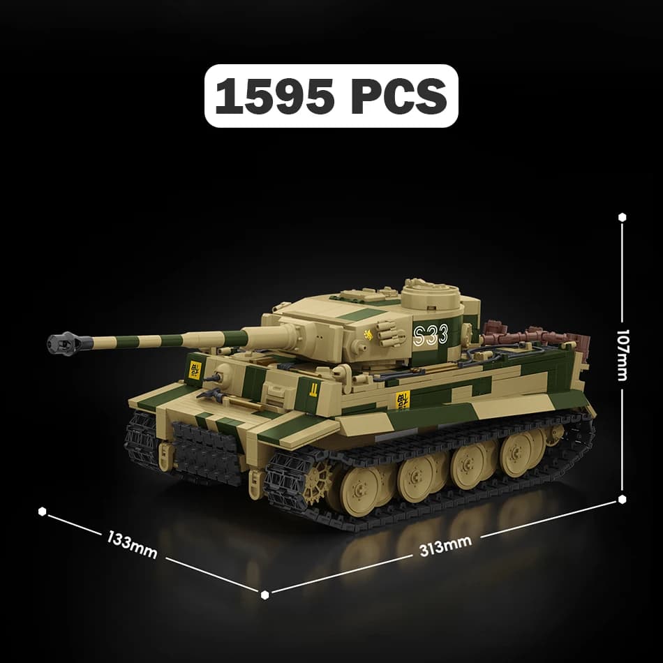 Tiger Tank : Blocs de construction de véhicule blindé, modèle à assembler, jouet militaire, puzzle, 