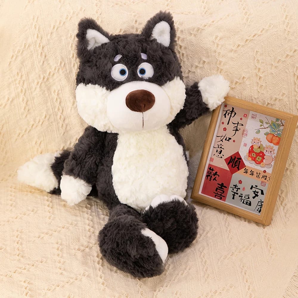 Peluche Loup Gris 40cm/50cm - Peluche Super Douce Loup en Peluche Cadeau pour Enfants Garçons Filles