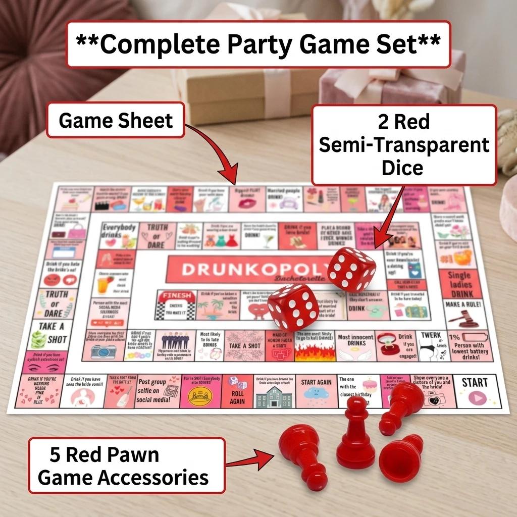 Ensemble de jeu de société pour fêtes, 1 plan de jeu avec 2 dés et 5 pions, jeu interactif amusant p
