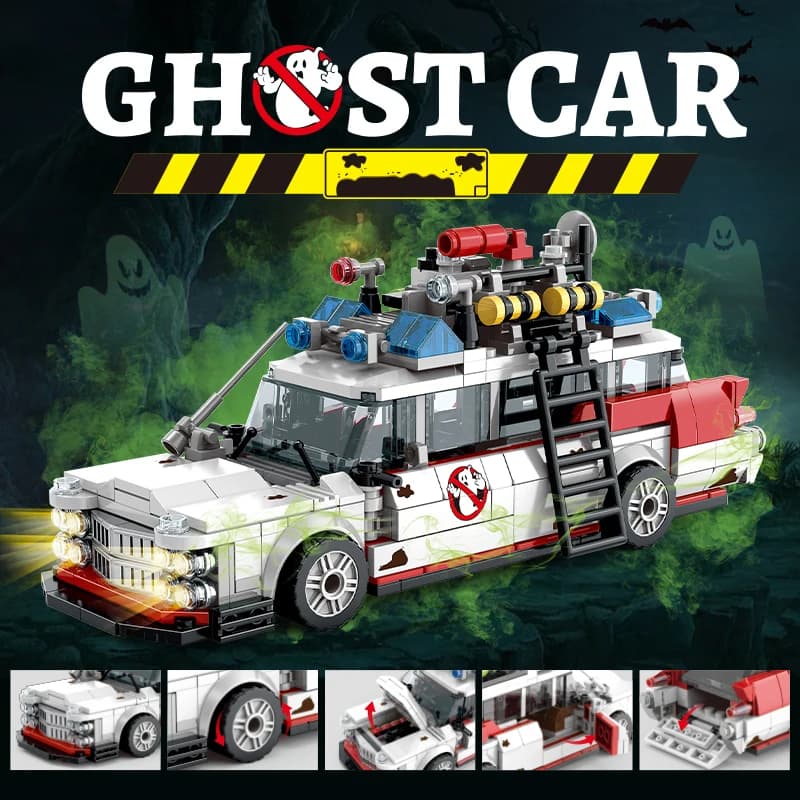 Mini Voiture de Course Fantôme en Blocs de Construction 562 Pièces MOC Briques Ambulance Rétro Jouet