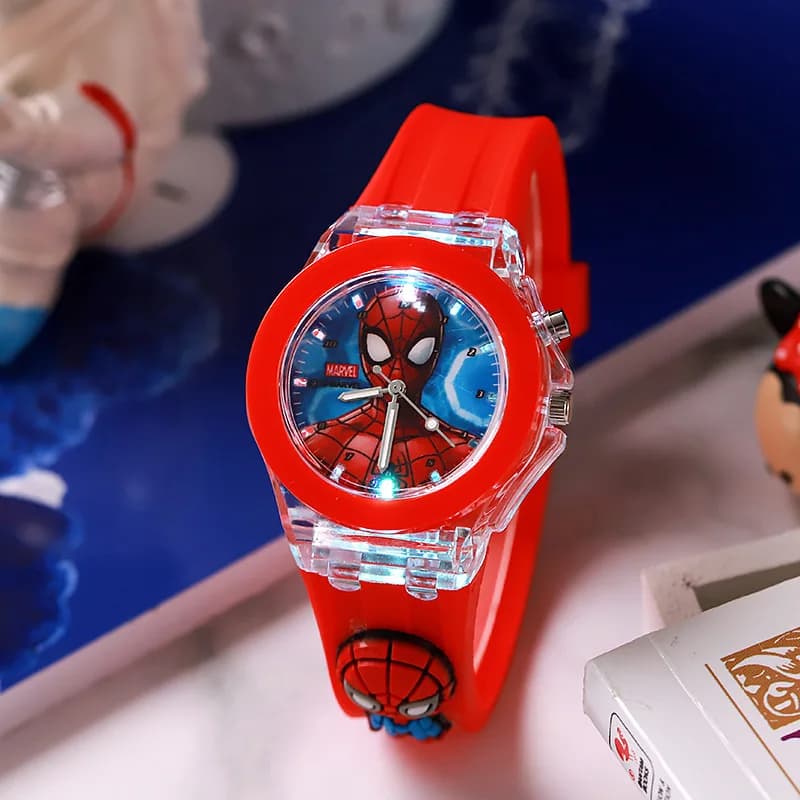 Montre Marvel pour enfants, Noctilucence en Silicone, montre à Quartz scintillante dans le noir, ave