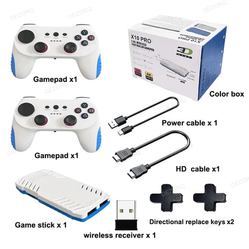 Console de jeu rétro X10 PRO Game Stick 4K, Gamestick S905 x 3, manette de jeu double 2.4G, vidéo HD