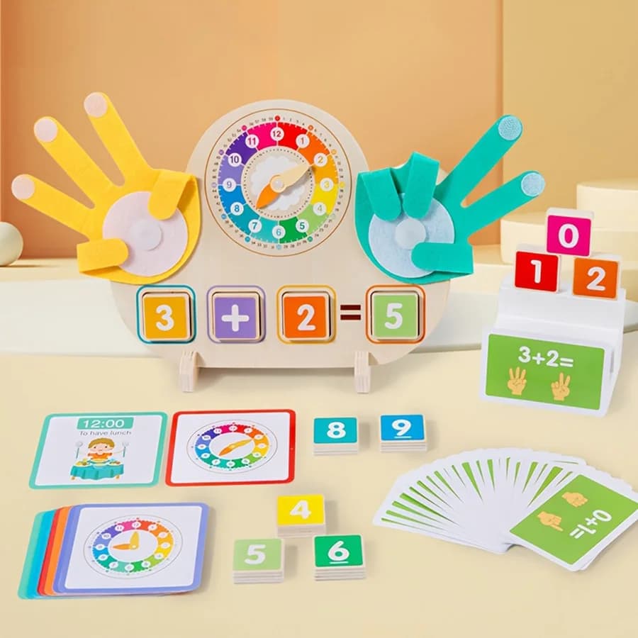 Horloge, jouet d'apprentissage de l'arithmétique deux-en-un, outils pédagogiques pour la cognition d