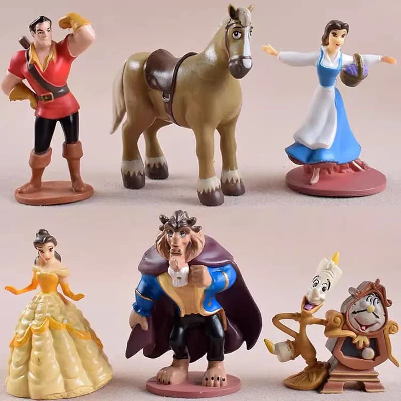 6 pièces/ensemble Disney dessin animé la Belle et la bête figurine Anime modèle fait à la main décor