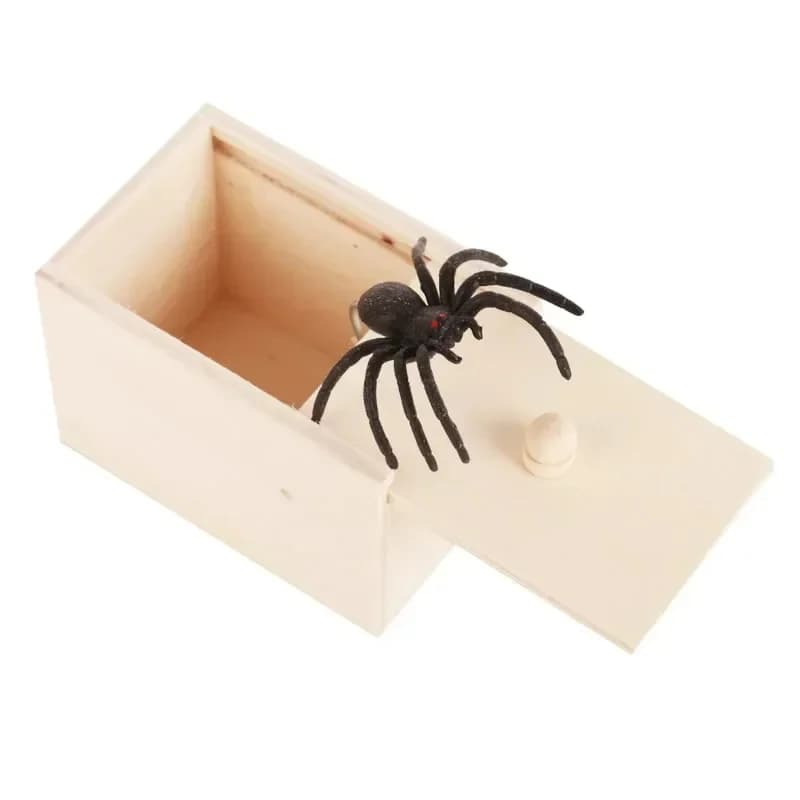 Boîte à farces amusante en bois avec araignée cachée – Jouet de blague, jeu de surprise, cadeau de f