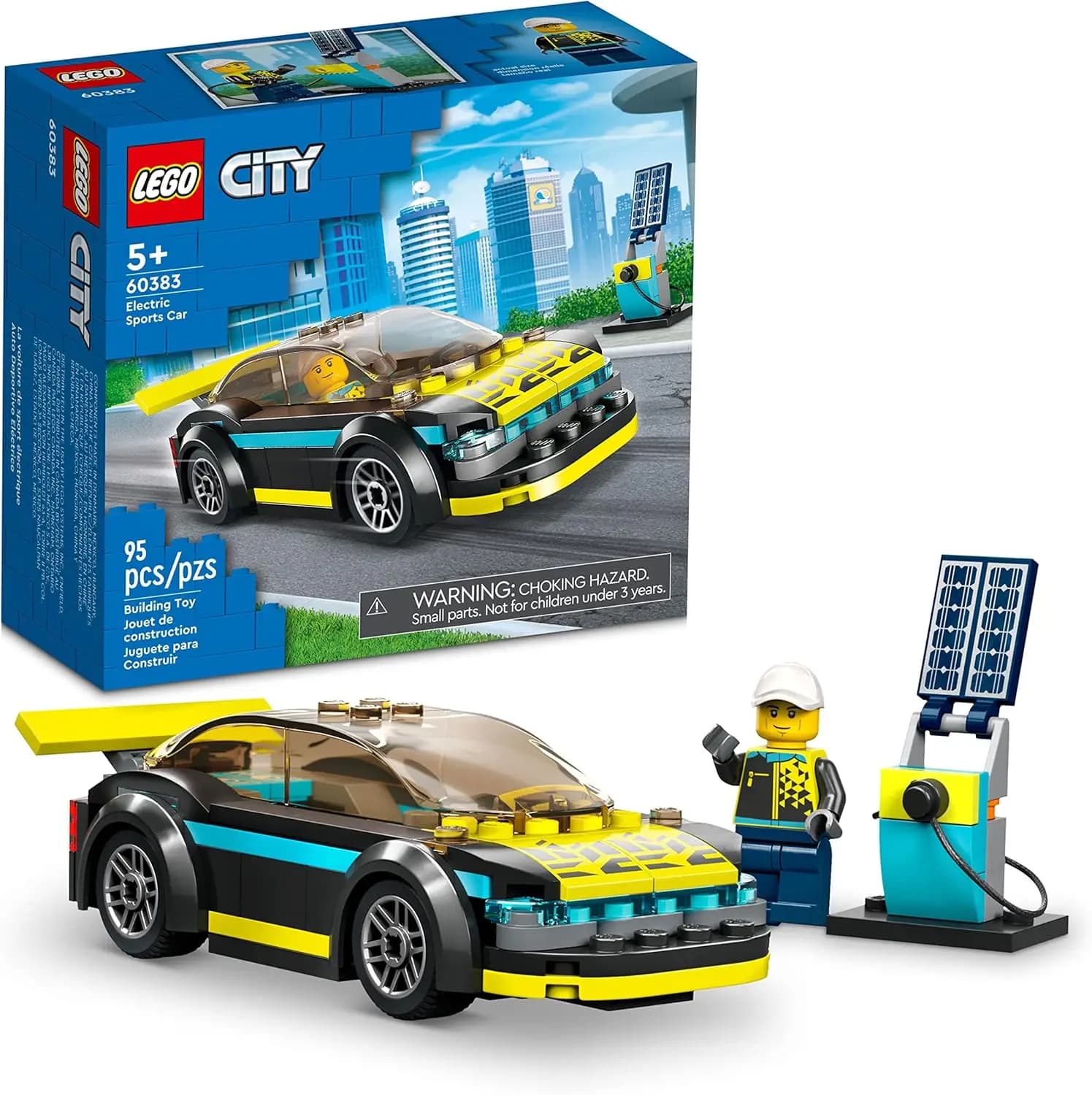 LEGO 60383 Ensemble de blocs de construction de voiture de sport électrique City, ensemble de voitur