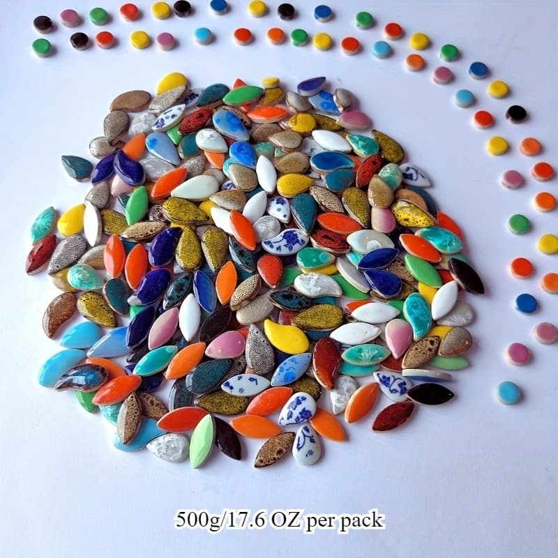Paquet de 500g de matériaux décoratifs en mosaïque variés, adaptés aux projets de bricolage, à la dé