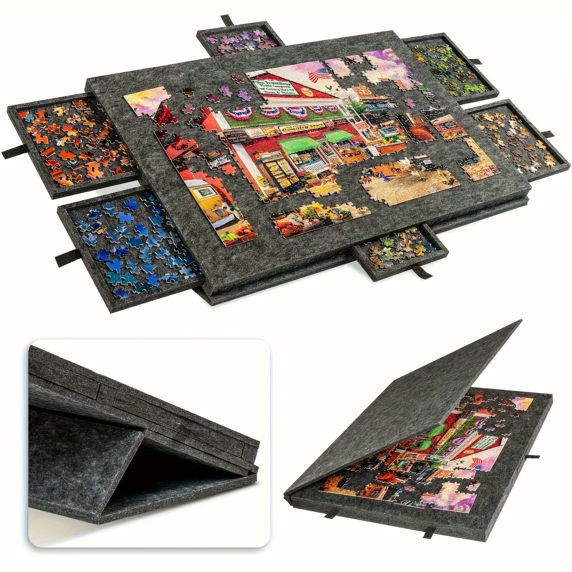 Table de puzzle portable 6 en 1/avec support et couvercle, avec six tiroirs qui peuvent contenir 100