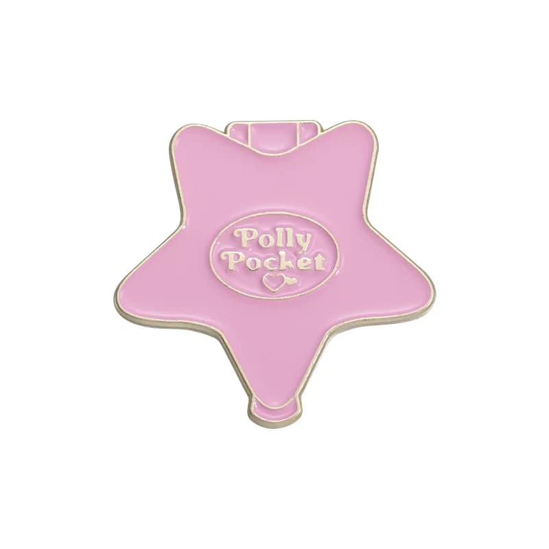 Broche en métal émaillé en forme de cœur avec nœud de dessin animé Polly Pocket pour les fans de Pol