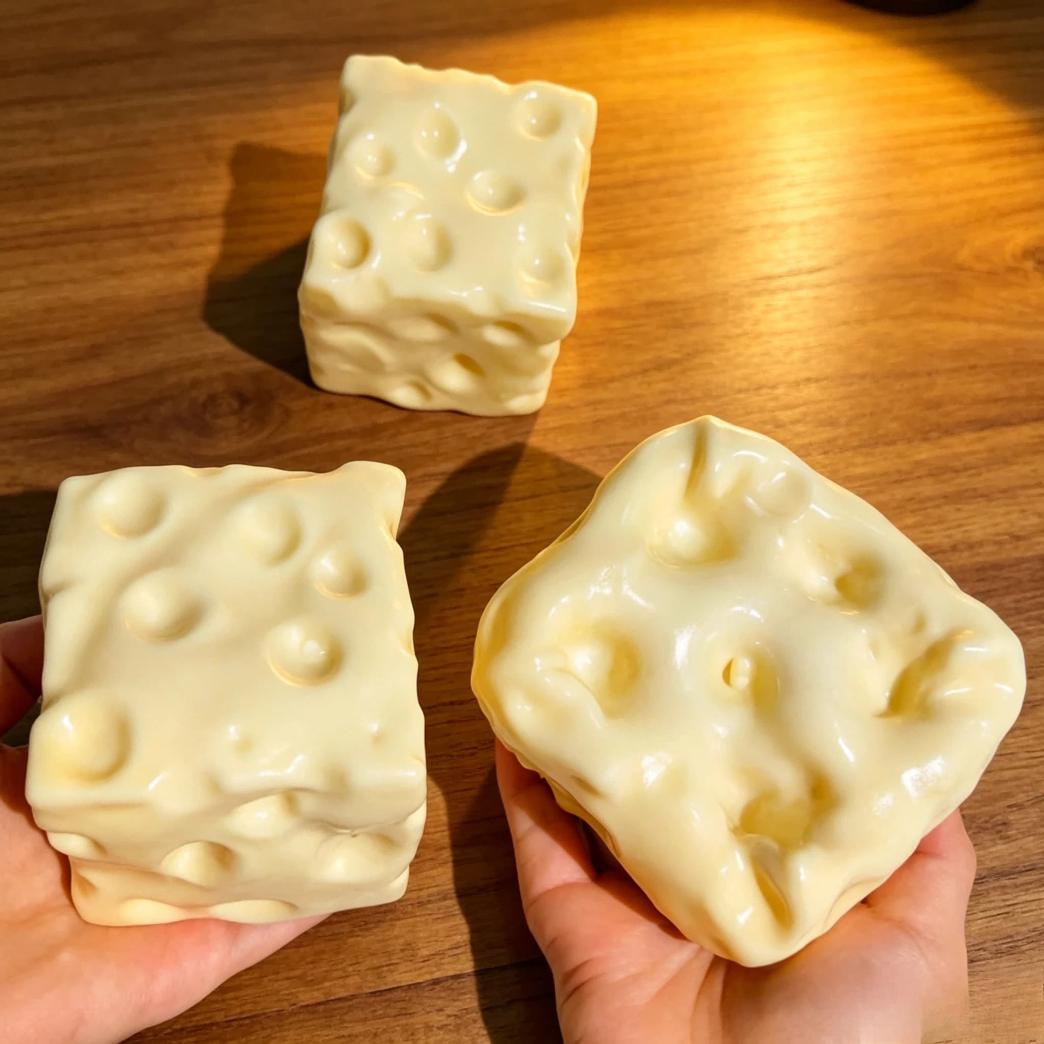 Jouet Squishy en forme de cube de fromage Vaseline pour enfants, jouet sensoriel souple à presser av