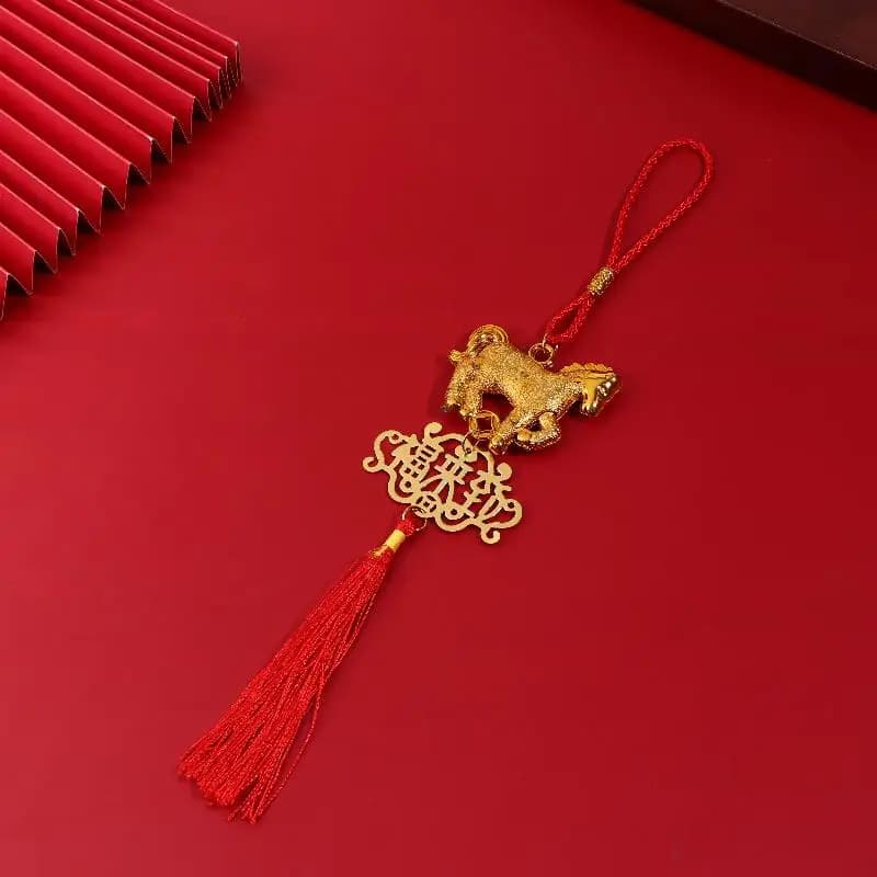 Pendentif cheval du zodiaque en plastique doré, année du cheval, porte-bonheur, Festival de printemp