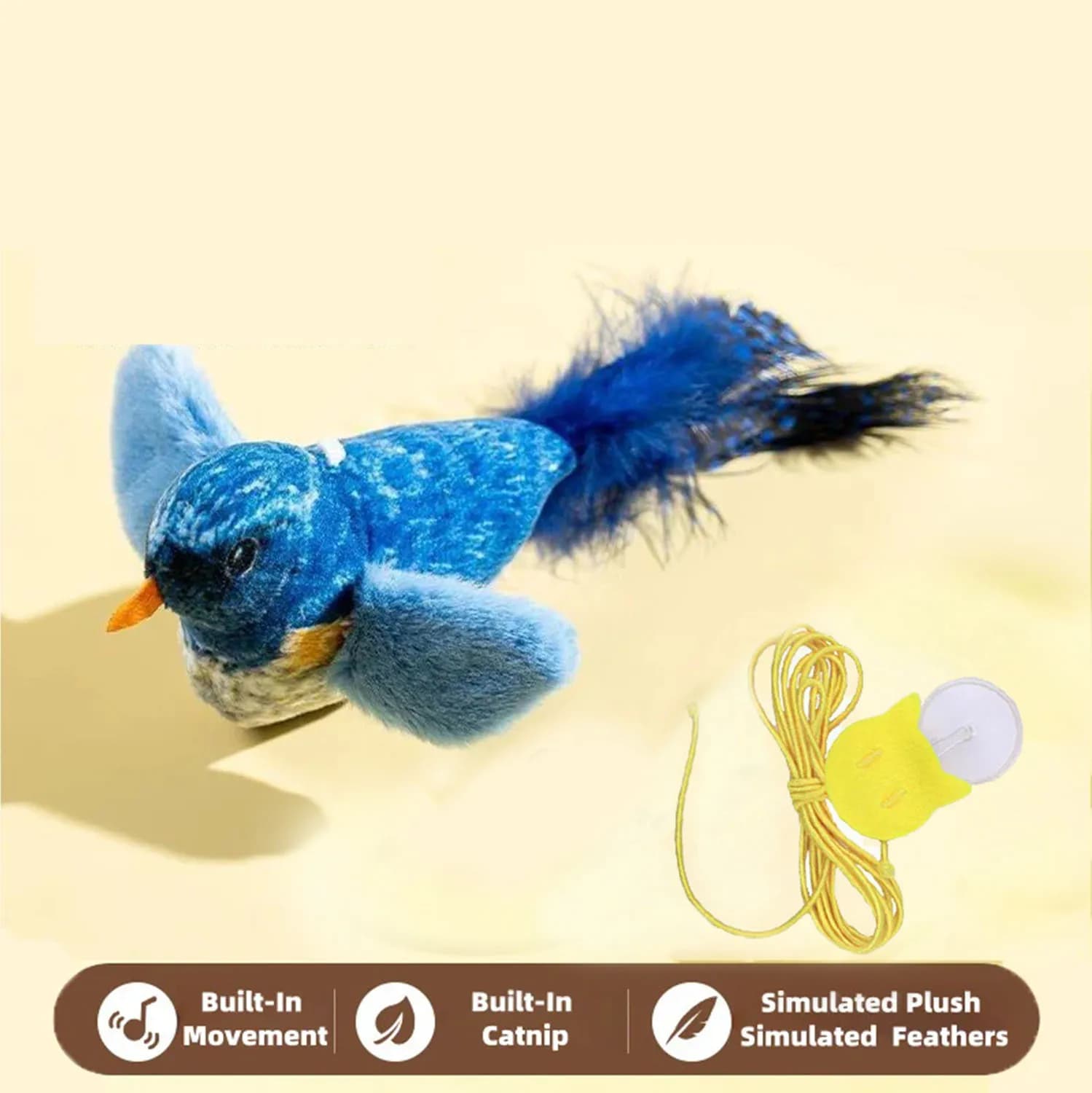 Jouets pour chats d'intérieur, jouet interactif pour chaton, son d'oiseau réaliste contenant des mat