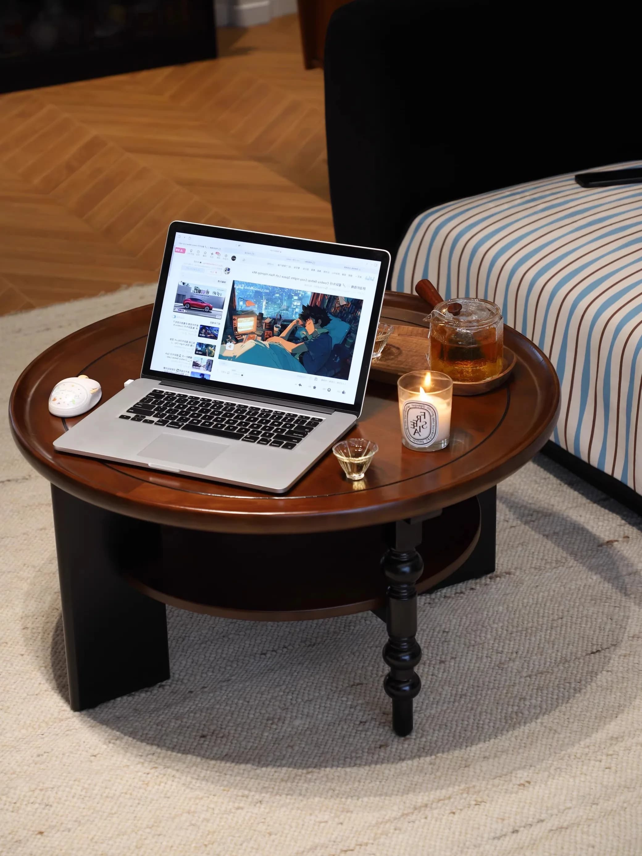 Table basse ronde Cool avec rangement neutre Glam Table basse moderne Salon Meubles De Maison meuble