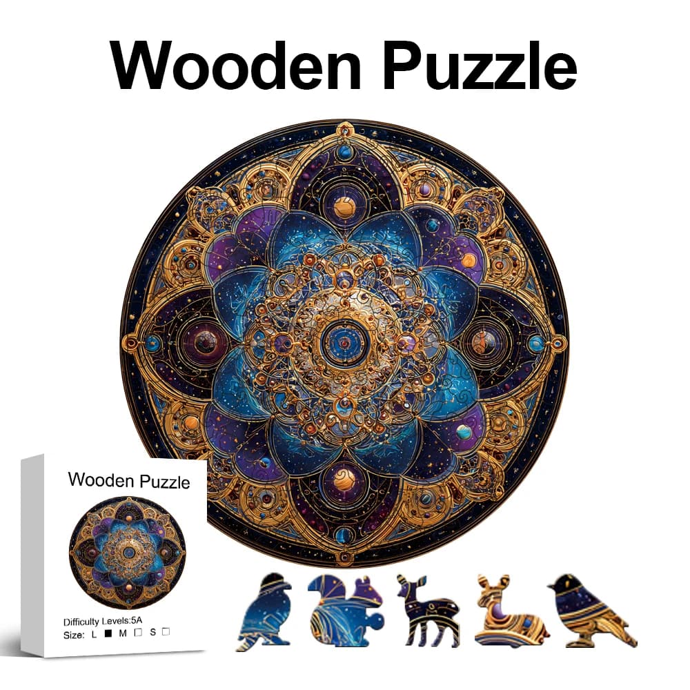 Puzzle en bois Mandala Star pour adultes, pièces uniques en forme d'animaux, jouets anti-stress, jeu