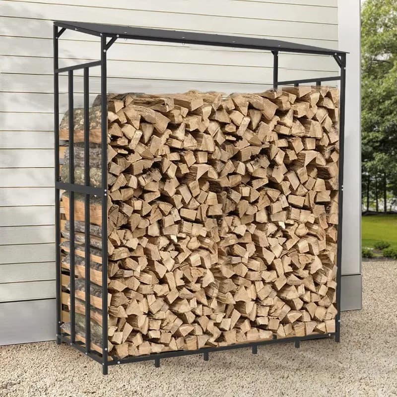 Support à bois de chauffage extérieur 185 x 70 x 185 cm, capacité de stockage de 2,4 m³/3,5 SRM, abr