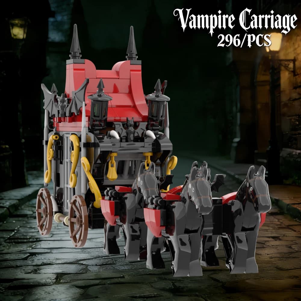 Ensemble de blocs de puzzle de chariot de bloc foncé gothique série Vampire, décoration de scène de 
