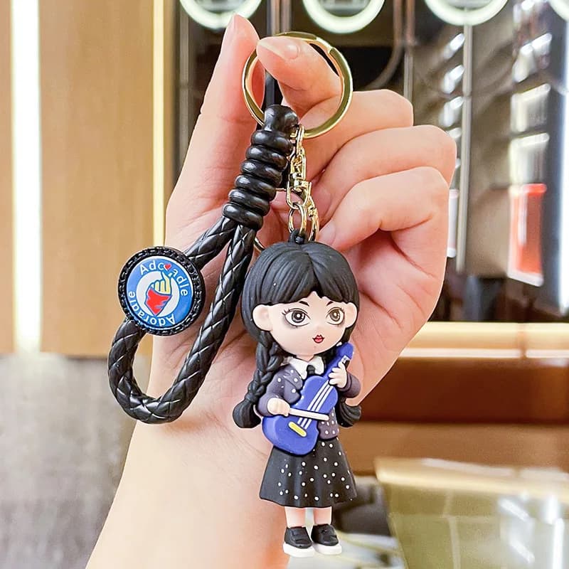 Porte-clés poupée Wednesday Addams, pendentif de sac, petit cadeau, jouet décoratif à suspendre