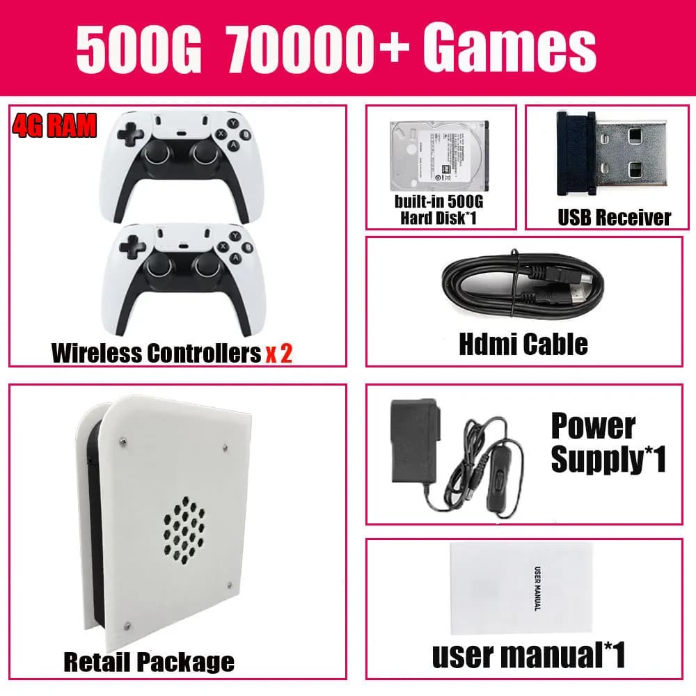 Console de jeux rétro 4G Ram 500G/1T Rom M15 Batocera et Win11 I3-3110M 70000+ jeux pour Wii PS2 PSP