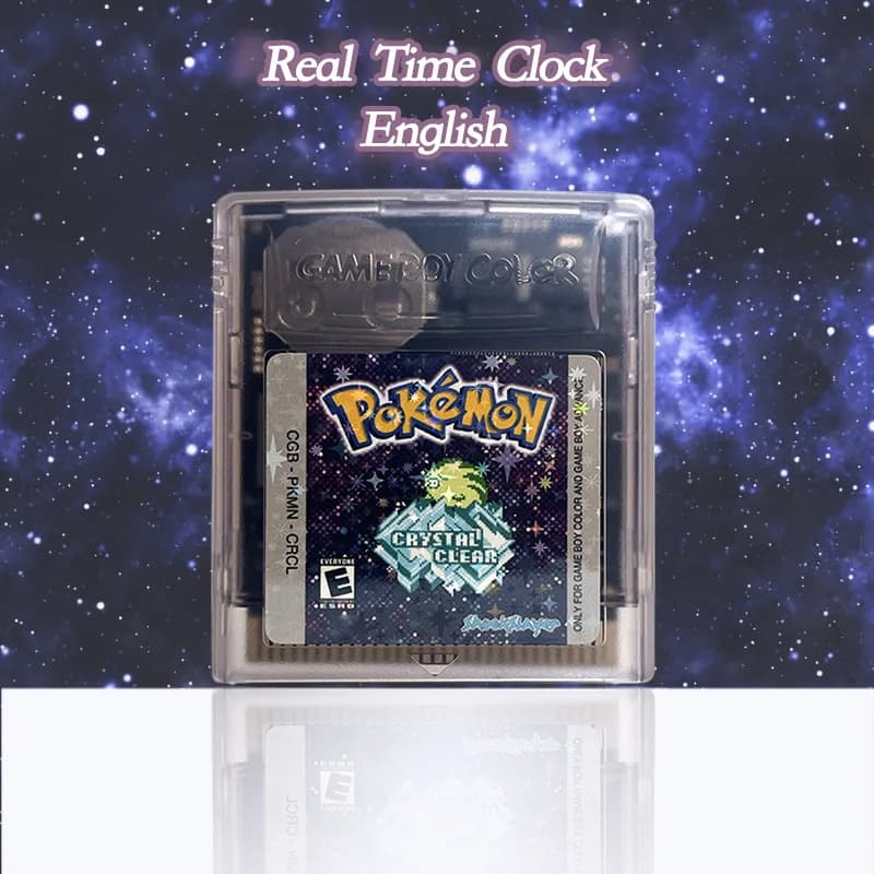Cartouche de jeu vidéo GBC USA Pokémon Crystal Clear v2.5.10 RTC Flash Cart Horloge en temps réel Ca