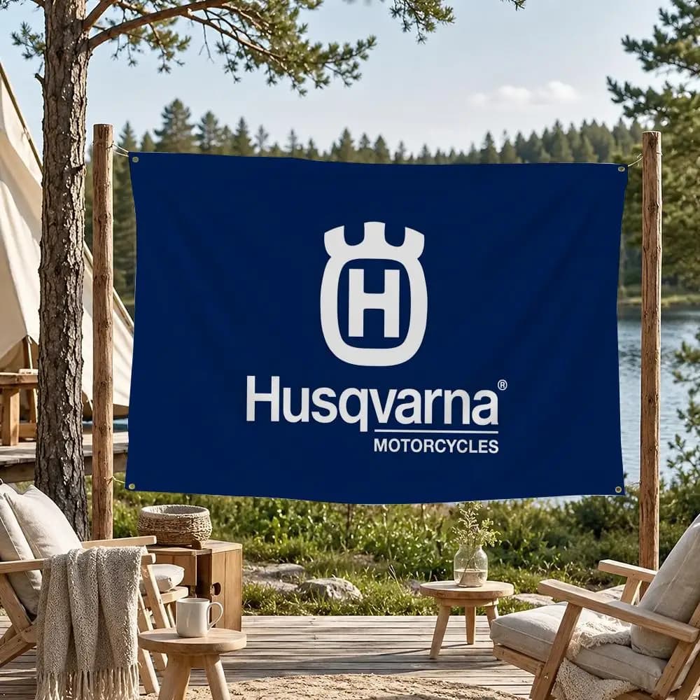 Drapeaux de marque Husqvarna, bannière décorative murale pour chambre, dortoir, Camping, pique-nique