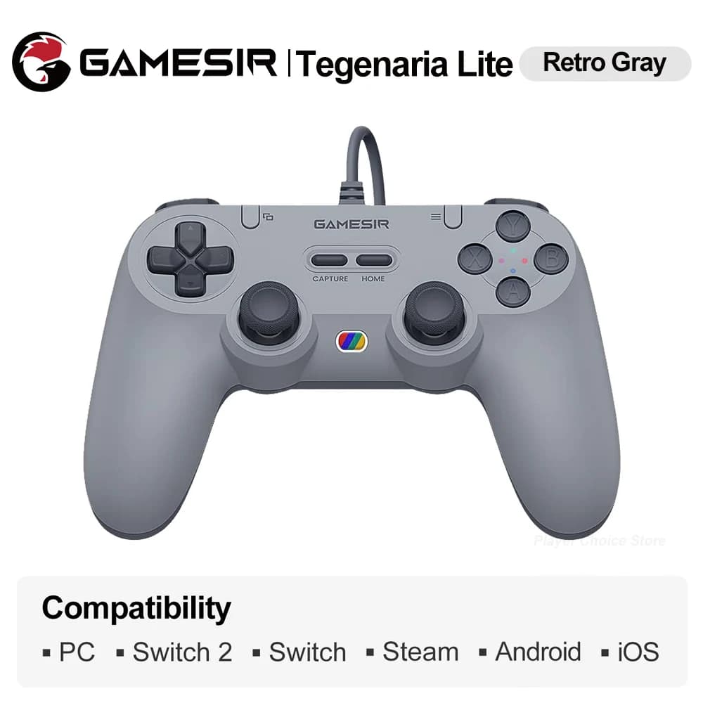 Manettes de jeu filaires GameSir Retro pour PC Steam Switch 2/1, contrôleur Tegenaria Lite avec stic