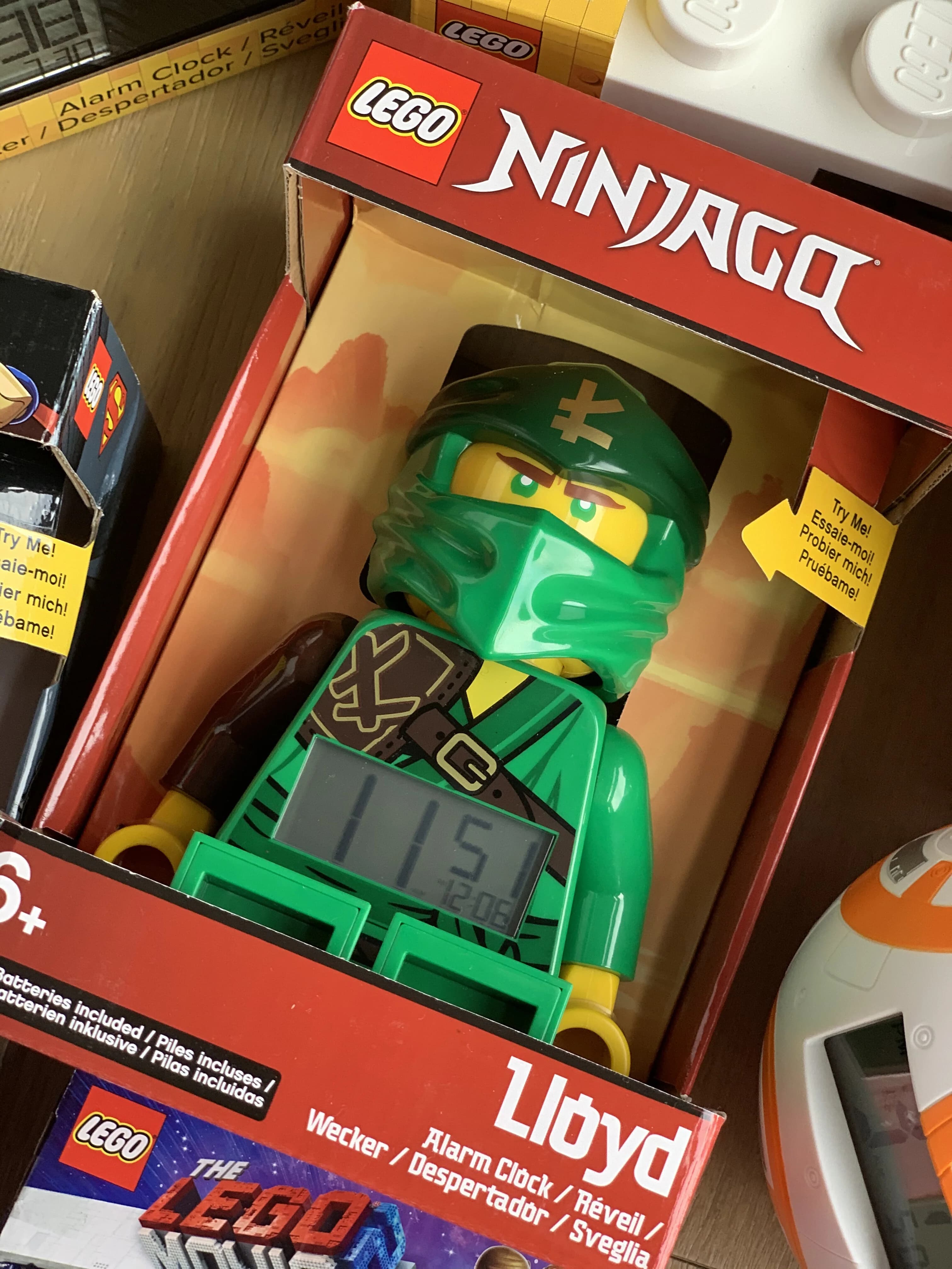 Réveil Ninjago authentique en stock, grande figurine Lloyd avec effets sonores, jouet de collection,