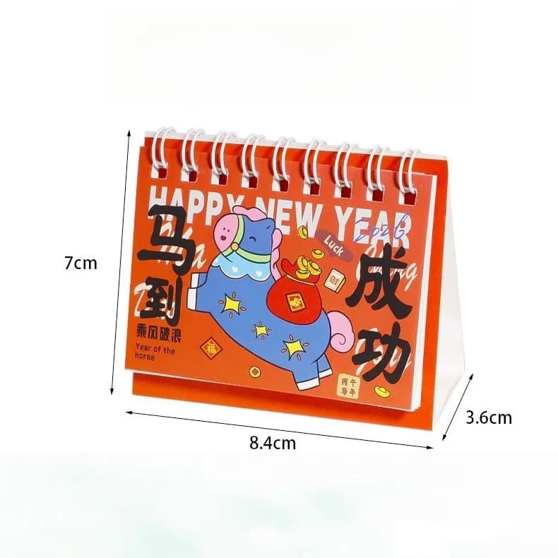 1 pièces 2026 année du cheval Mini calendrier dessin animé poney calendrier de bureau bureau école c