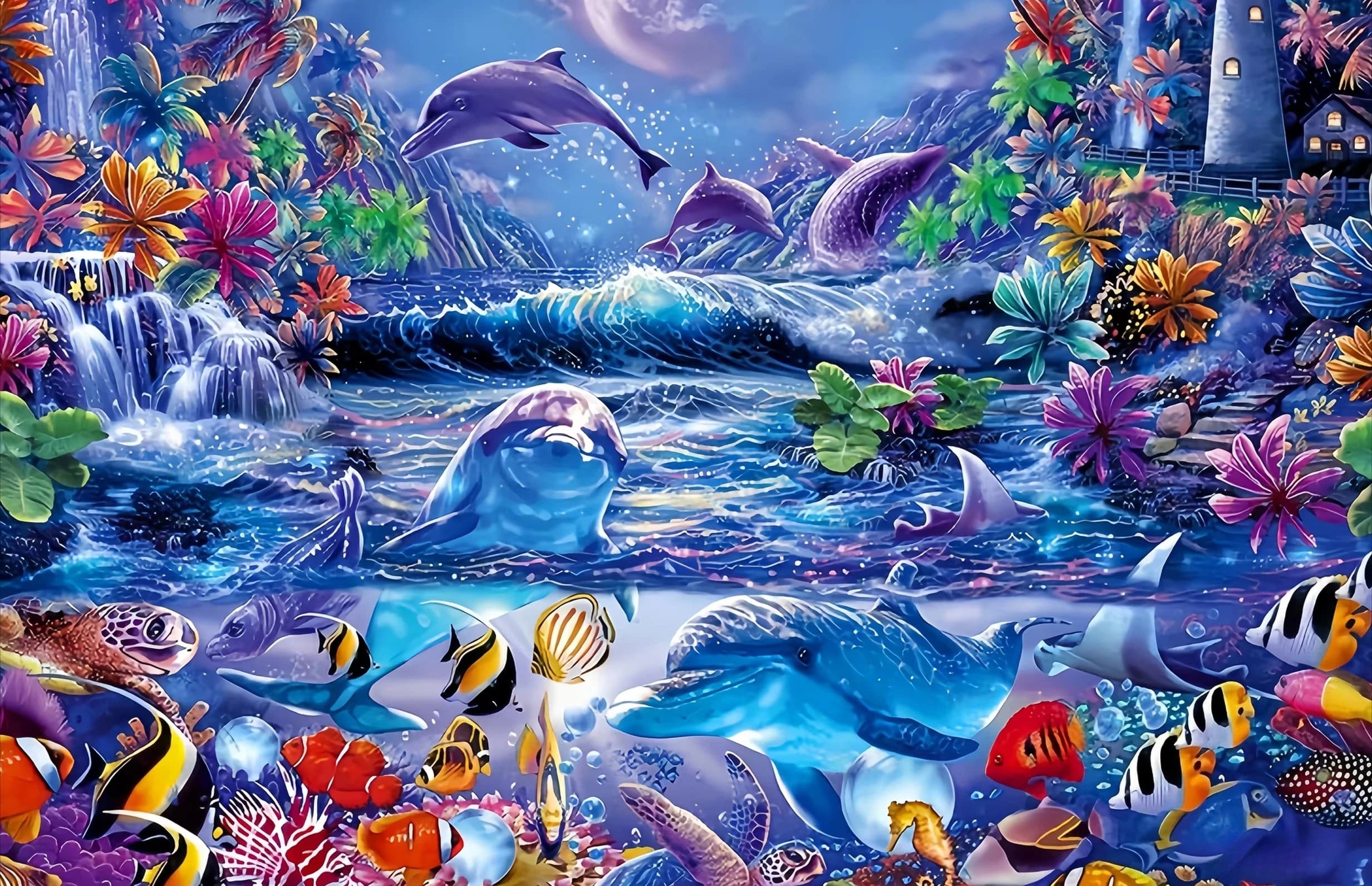 Puzzles sous-marins Dauphins et animaux marins 500/1000/1200/2000 pièces – Jeux d'activités familial