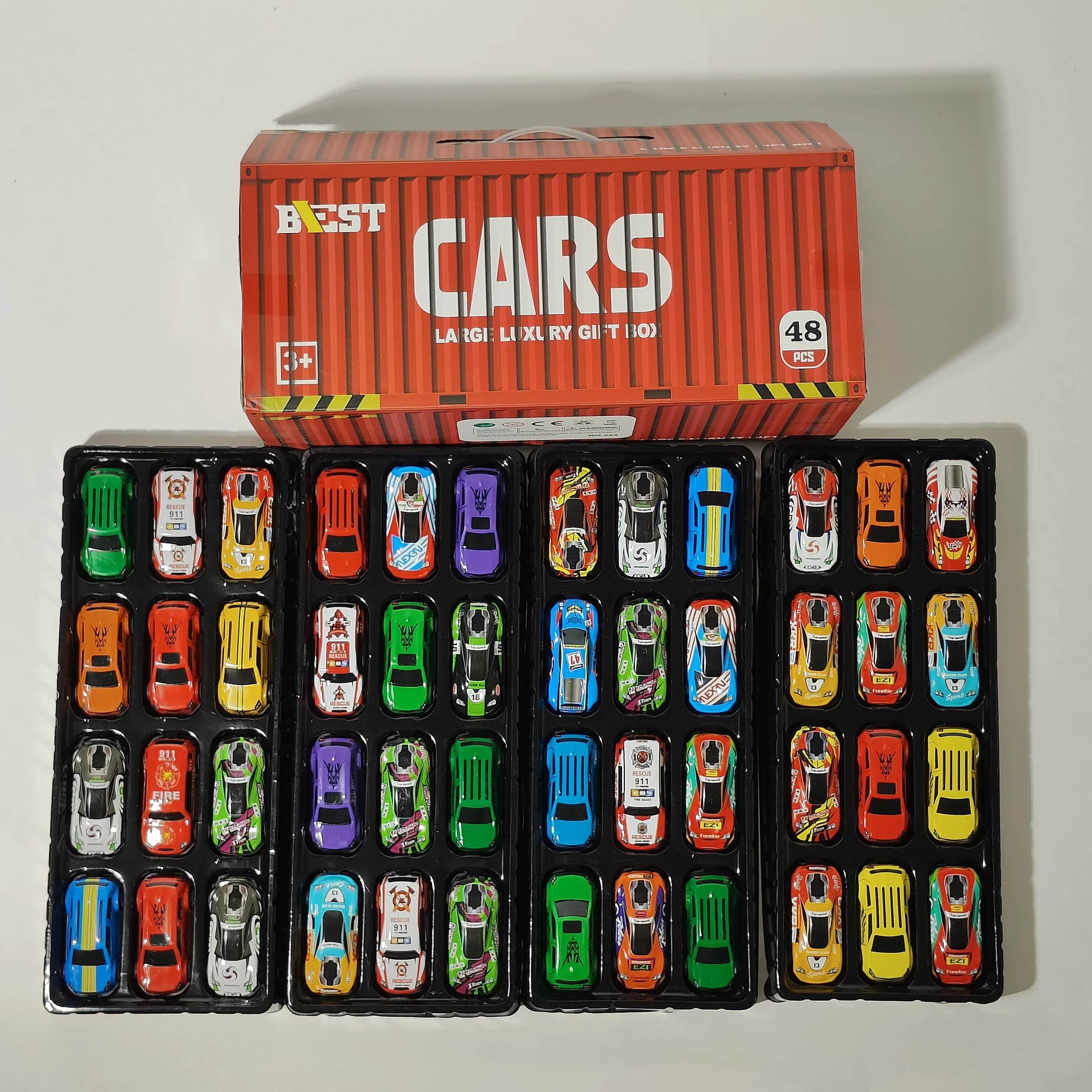 Ensemble de voitures de course simulées de 48 pièces (coffret cadeau édition collector) : avec carte