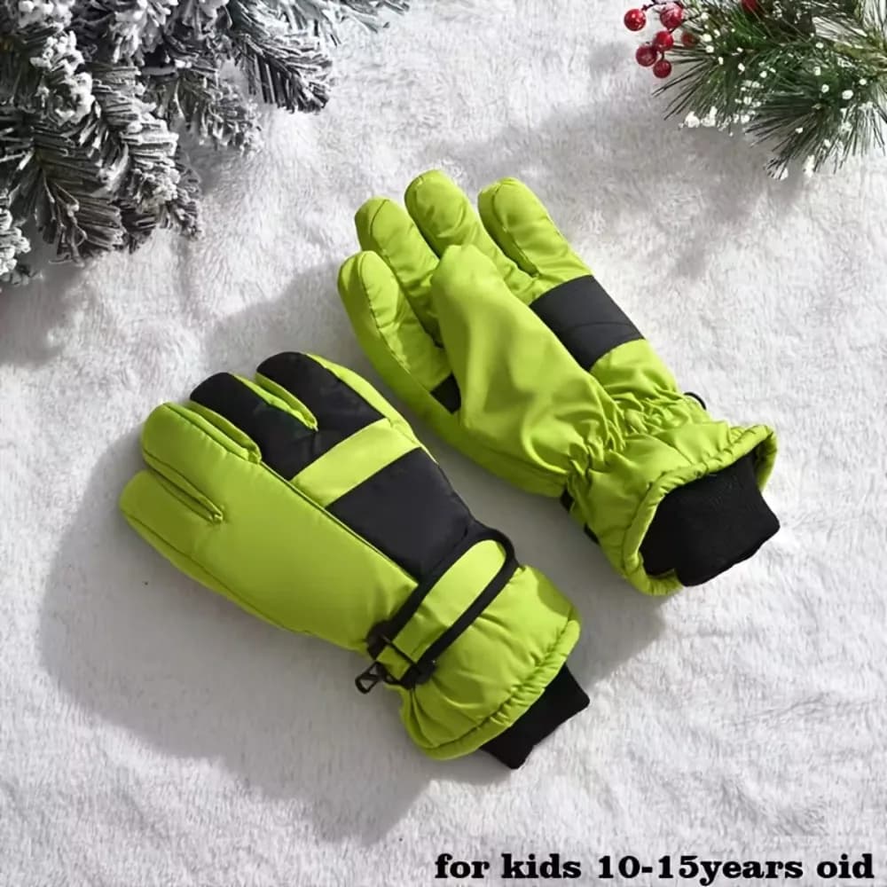 Gants d'hiver pour garçons et filles de 10 à 14 ans, tricotés chauds et coupe-vent pour le ski, le c