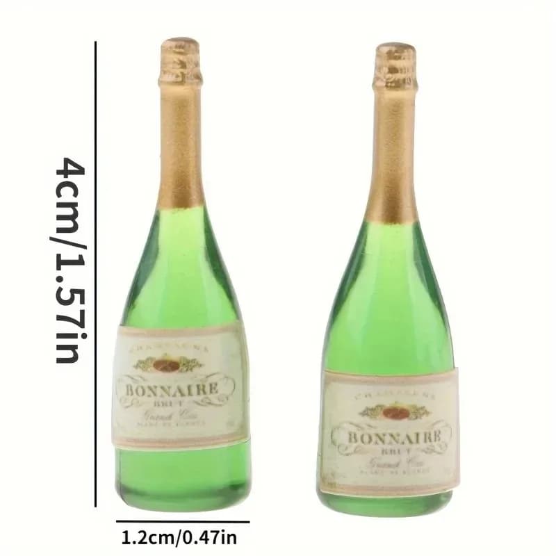 Lot de 2 miniatures de vin et champagne pour maison de poupée 1:12, accessoires de décoration de cui