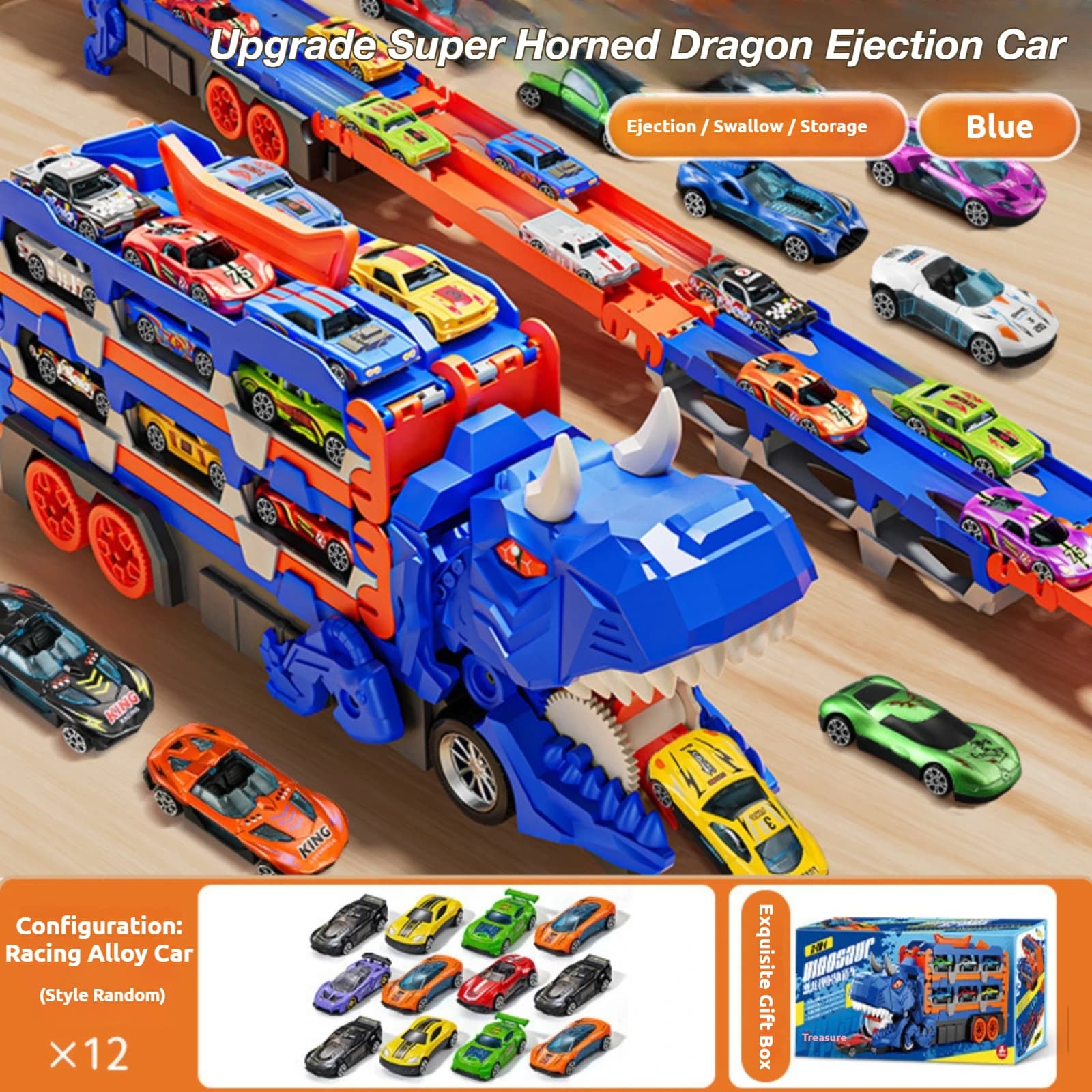 Camion de transport de dinosaures, jouet transformable pliable, ensemble de voies de transport de vo