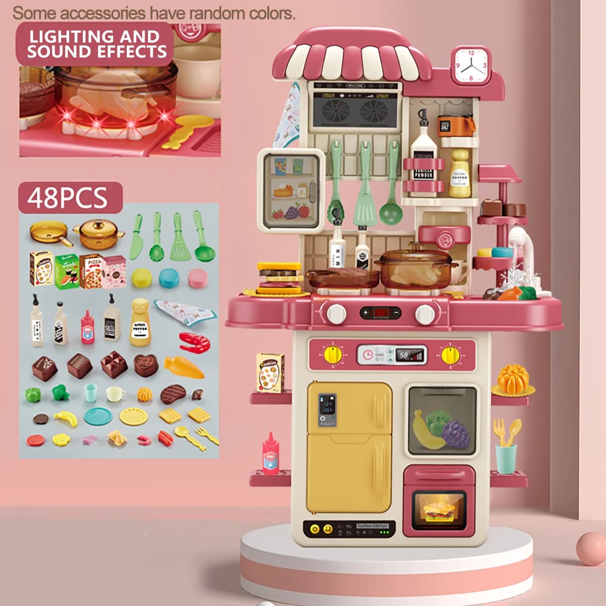 Ensemble de cuisine simulée avec lumières, son et vapeur, jouet de simulation de cuisine pour enfant