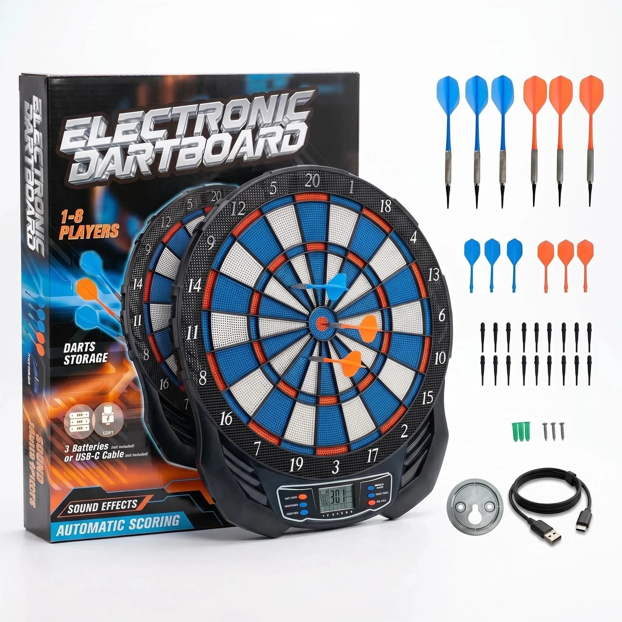 DartVibe  Tableau de fléchettes électronique professionnel suspendu avec indicateur de score LED, al
