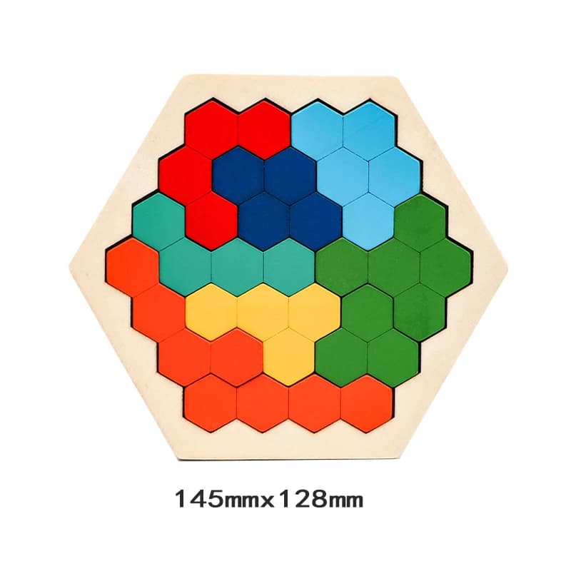 Puzzle 3D Hexagonal en Bois pour Enfant, Jeu de Test de QI du Cerveau, Tangram Présв, Cadeaux Montes