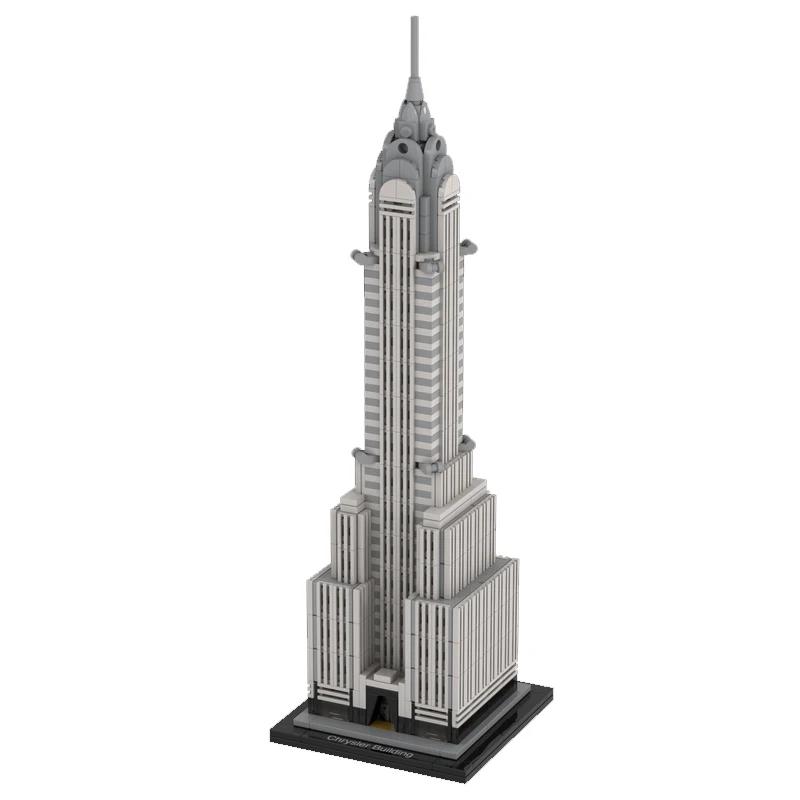 Jouet de construction MOC personnalisé, série gratte-ciel, modèle de construction Chrysler, ensemble