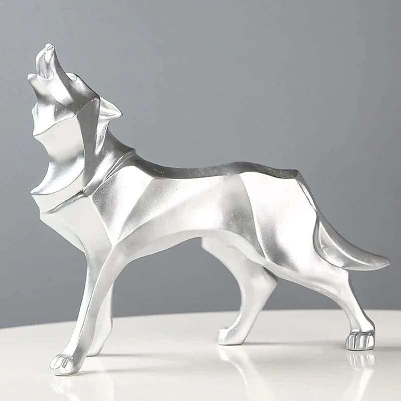 Figurine de loup abstraite moderne-Statue d'animal géométrique pour la maison ou le bureau Sculpture