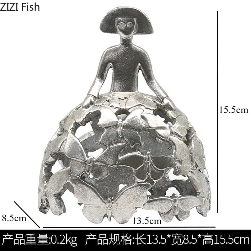 Statue de princesse en résine pour fille, Sculpture en argent, ornements de personnage, décoration d
