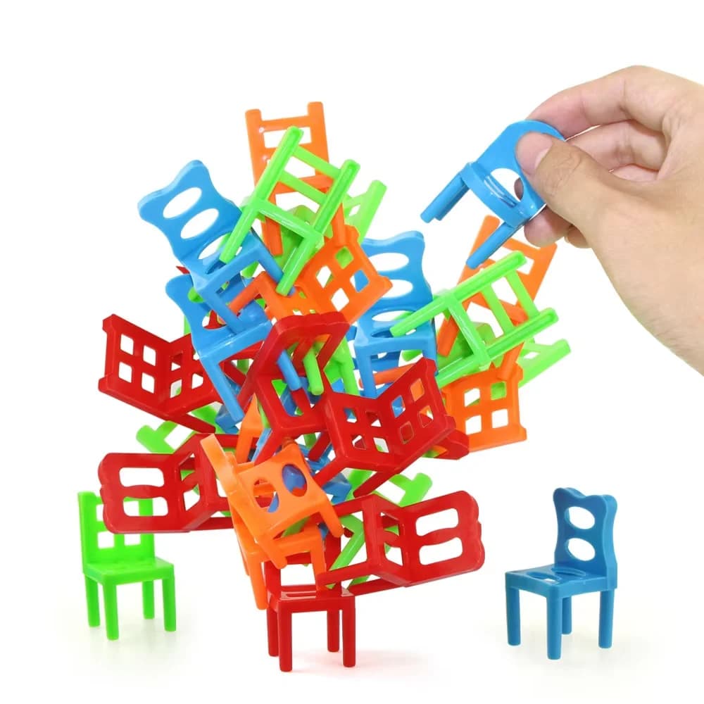 18 pièces/ensemble Mini chaises d'équilibre jeu blocs d'empilage assemblage jeu familial équilibrage