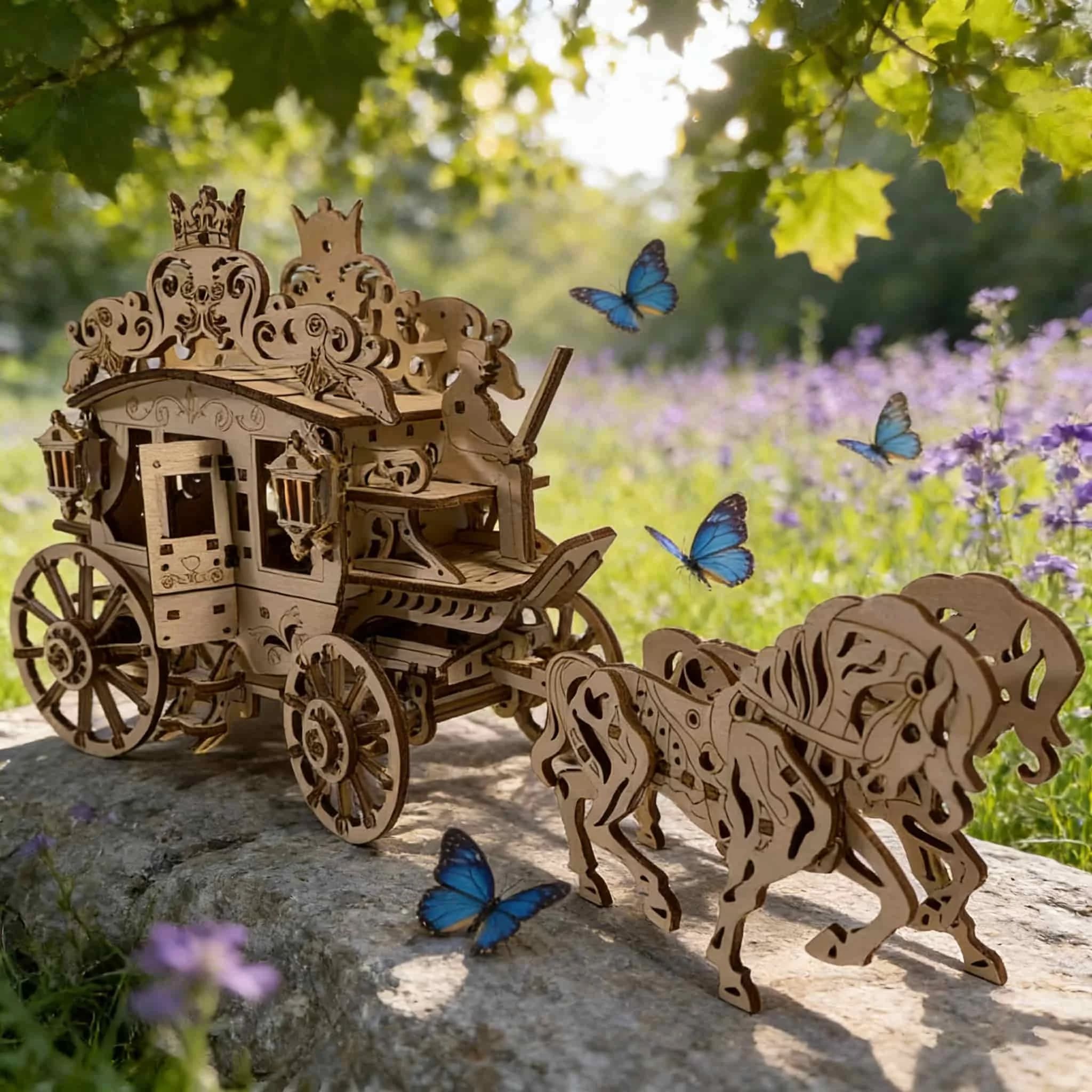 Kit de modèle de Puzzle 3D en bois, chariot de luxe, bricolage, jouet créatif pour cadeau de vacance