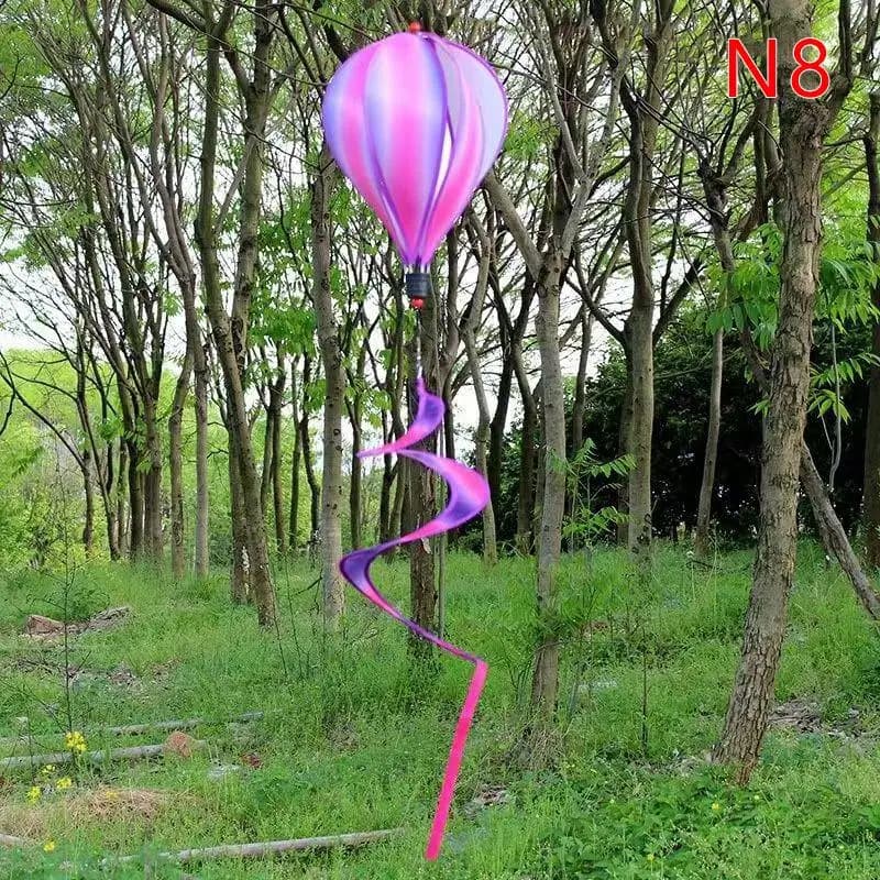 Moulin à vent suspendu en forme de montgolfière arc-en-ciel pour extérieur, jardin, maison, festival