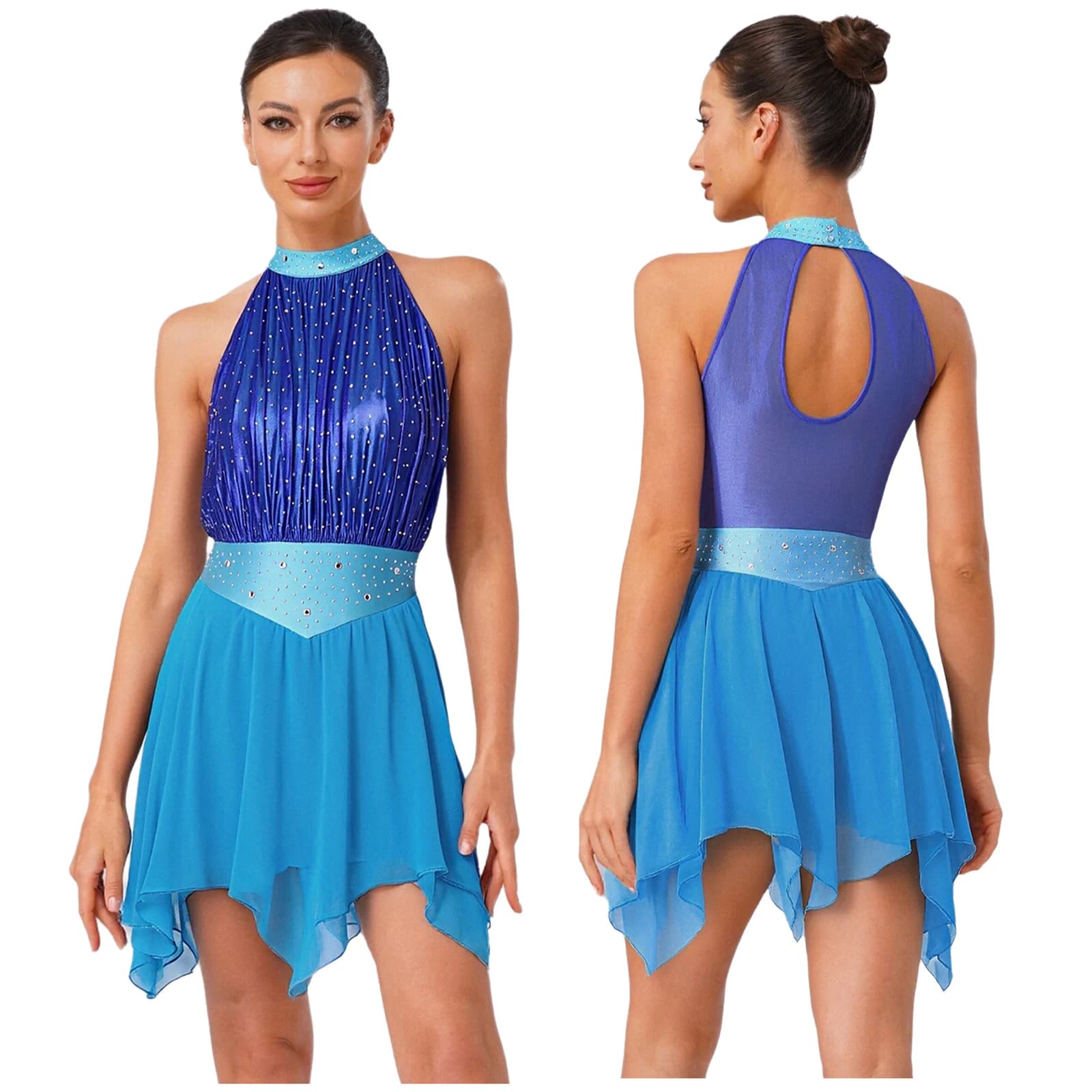 Robe de danse lyrique pour femmes, idéale pour la gymnastique rythmique, le patinage artistique et l