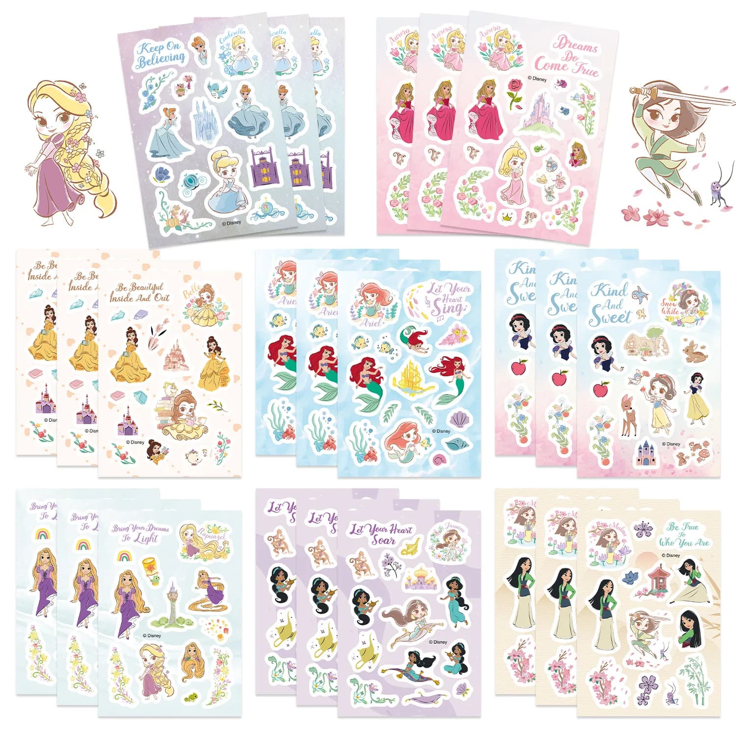 8/16 feuilles Disney princesse série faire un visage Puzzle autocollants neige blanche raiponce déca