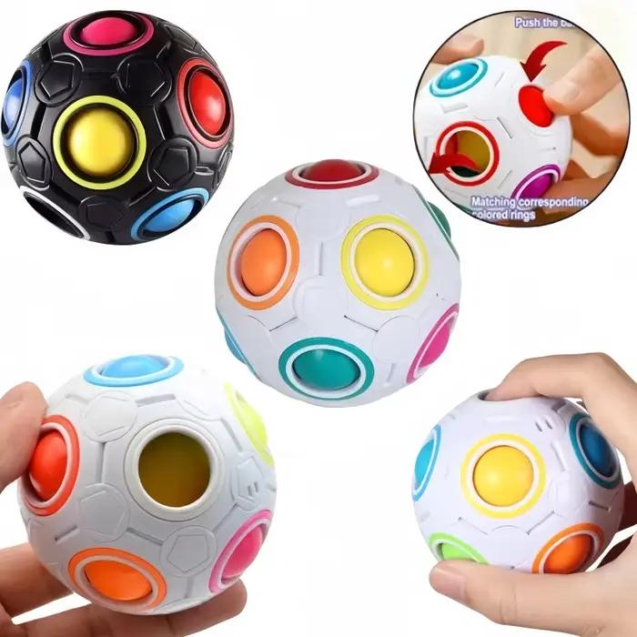 Cube anti-Stress magique pour enfants, jouets Puzzle boules arc-en-ciel, jouet éducatif pour enfants