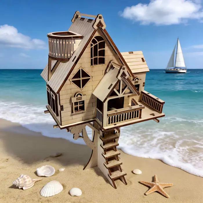 Modèle de puzzle 3D en bois Treehouse : le cadeau de vacances parfait pour Halloween, Noël et annive