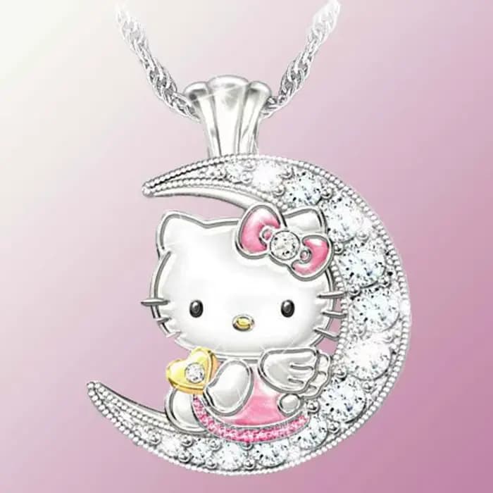Nouveau Sanrio Hello Kitty Anime alliage mignon Kawaii créatif lune Style chaton collier dessin anim