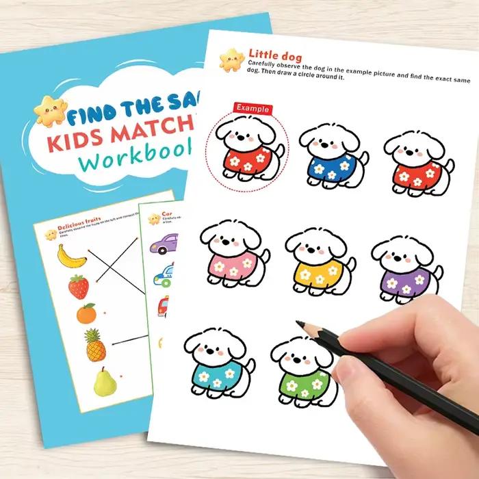 Cahier d'exercices sur les capacités d'observation des enfants : Trouvez l'image identique – Jeux d'
